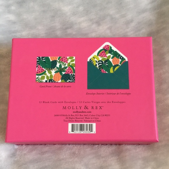 Tropical Watermelon Thank You Notes Cards Set of 12 Blank Correspond envel NWT - Picture 8 of 16